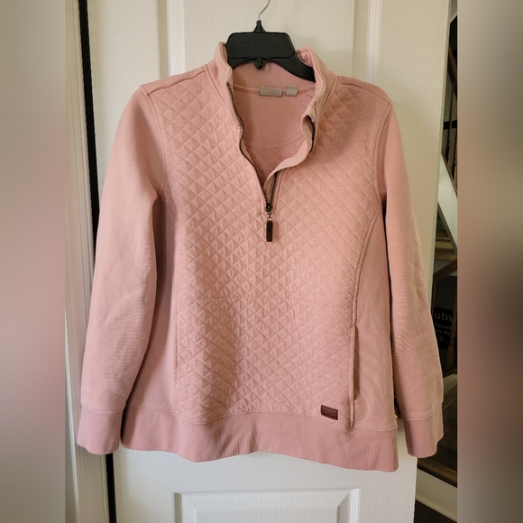 L.L. Bean Women's Quilted Quarter-Zip Pullover Sweatshirt Pink Size Large - Picture 2 of 13